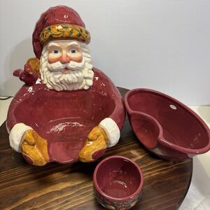 Folk Heart Winter At Home By Kathy Killip 3 Piece Santa Centerpiece Server 2003